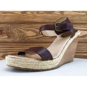 J.CREW Size 8 Platform Heel Brown‎ Leather M Width